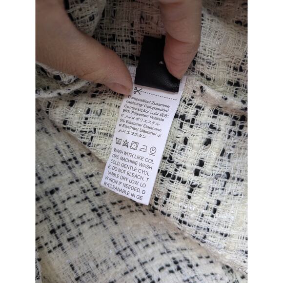 She In Women's Mini Dress Gold Buttons Beige Black Tweed Size Small - Picture 7 of 8